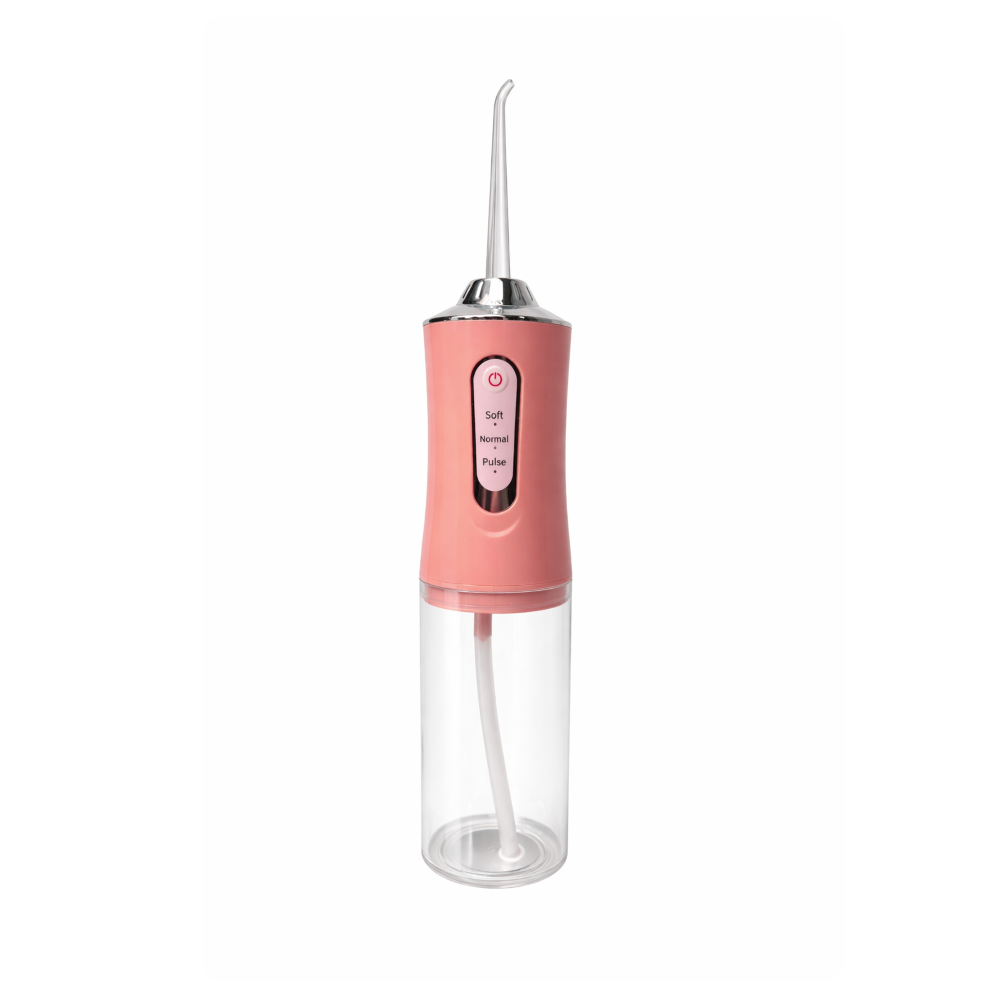 colour:pink Pink Avelora Pro water flosser on a white background